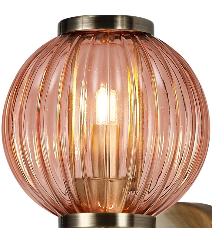 Cincinnatus Wall Lamp 1 x G9 Antique Brass/Blush Pink Glass-8