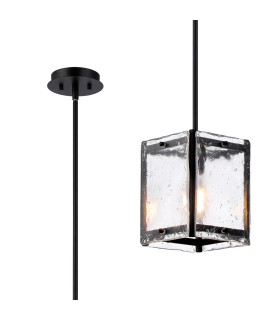 Saranac Multi Height Pendant/Semi Flush 1 Light E27 Matt Black-1