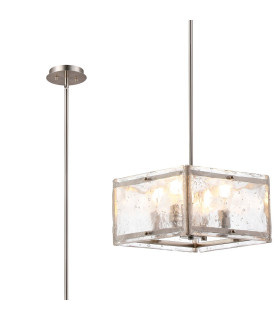 Saranac Multi Height Pendant/Semi Flush 4 Light E27 Satin Nickel-1