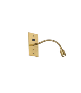 Malone USB Wall Lamp 1 Light Adjustable Switched Fits A Standard Double Socket Box 1 x 3W LED 3000K 270lm Aged Brass -1