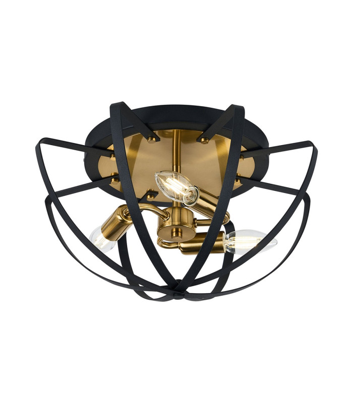 Whitehall 40cm Flush Ceiling 3 x E14 Gold/Black-5