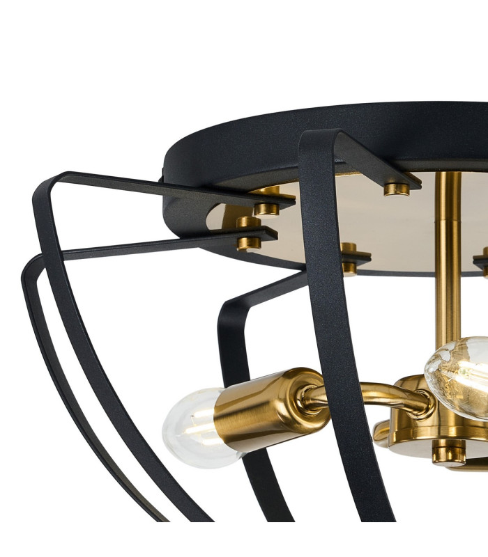 Whitehall 40cm Flush Ceiling 3 x E14 Gold/Black-6