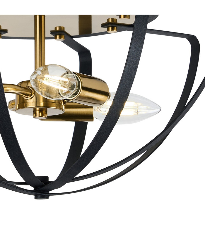 Whitehall 40cm Flush Ceiling 3 x E14 Gold/Black-7