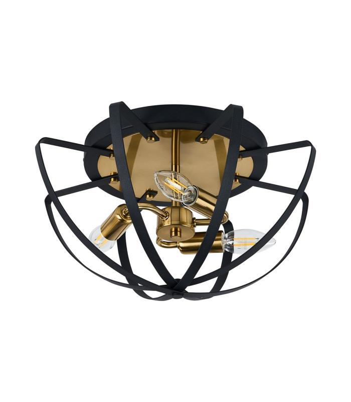 Whitehall 40cm Flush Ceiling 3 x E14 Gold/Black-9