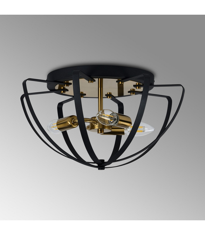 Whitehall 40cm Flush Ceiling 3 x E14 Gold/Black-10