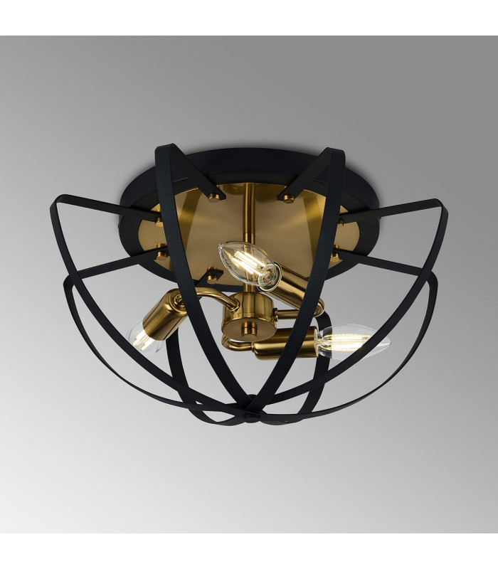Whitehall 40cm Flush Ceiling 3 x E14 Gold/Black-11