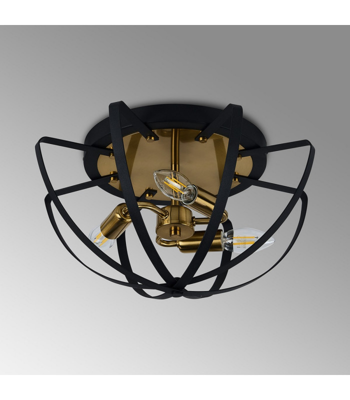 Whitehall 40cm Flush Ceiling 3 x E14 Gold/Black-12