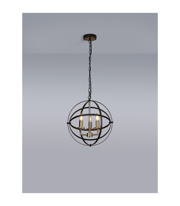 Whitehall 40cm Adjustable Rings Pendant 3 x E14 Gold/Black-3
