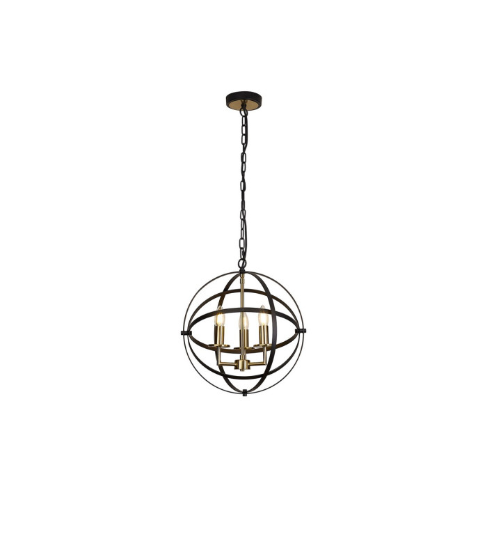 Whitehall 40cm Adjustable Rings Pendant 3 x E14 Gold/Black-4