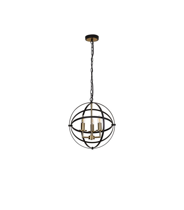 Whitehall 40cm Adjustable Rings Pendant 3 x E14 Gold/Black-5
