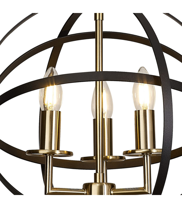 Whitehall 40cm Adjustable Rings Pendant 3 x E14 Gold/Black-6