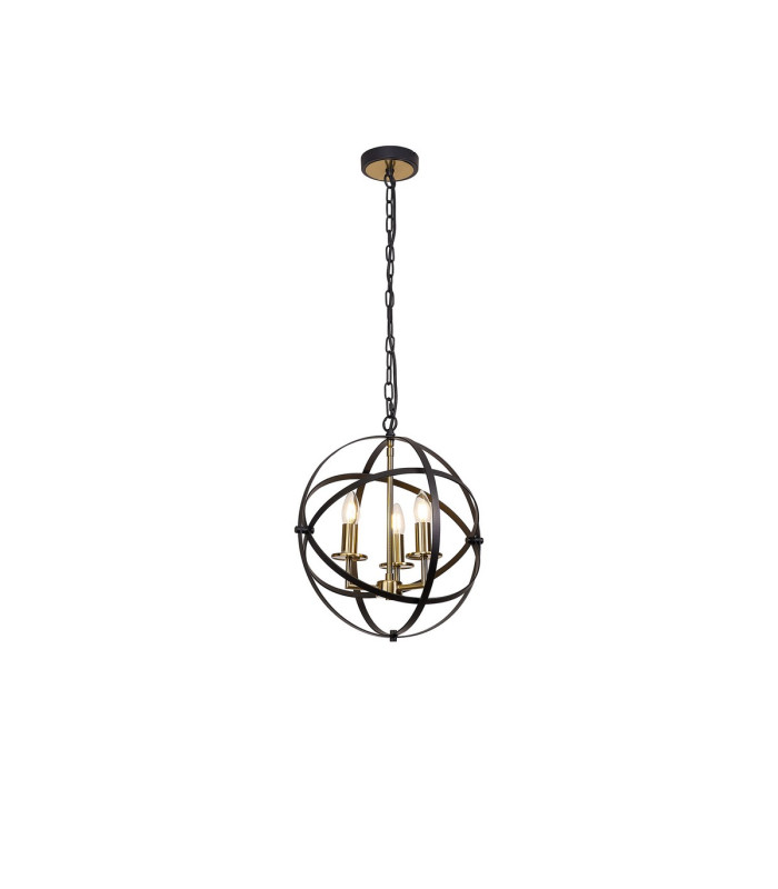 Whitehall 40cm Adjustable Rings Pendant 3 x E14 Gold/Black-10