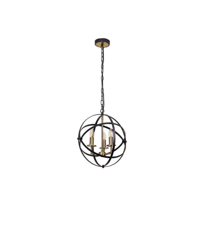 Whitehall 40cm Adjustable Rings Pendant 3 x E14 Gold/Black-11