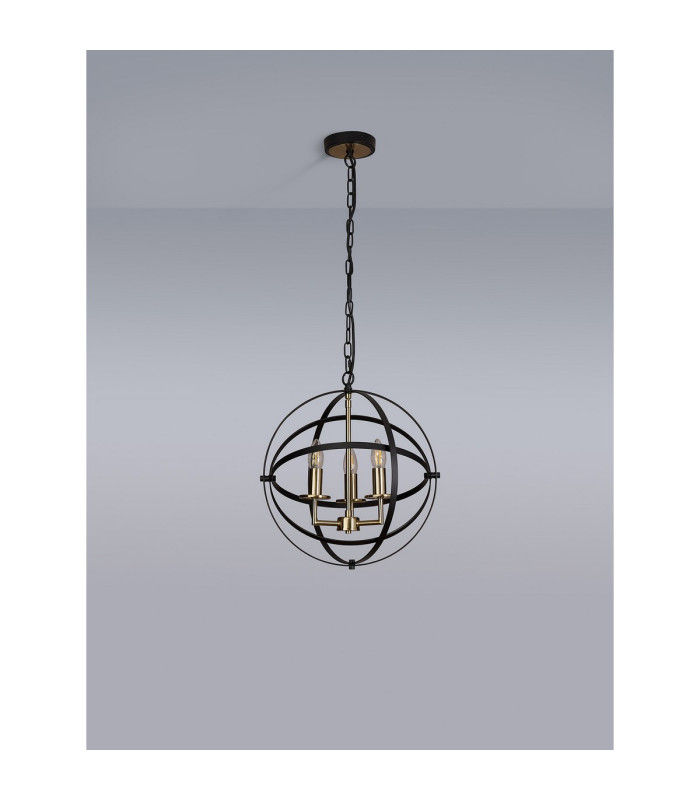 Whitehall 40cm Adjustable Rings Pendant 3 x E14 Gold/Black-12