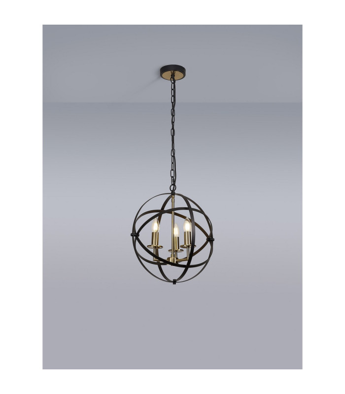 Whitehall 40cm Adjustable Rings Pendant 3 x E14 Gold/Black-13