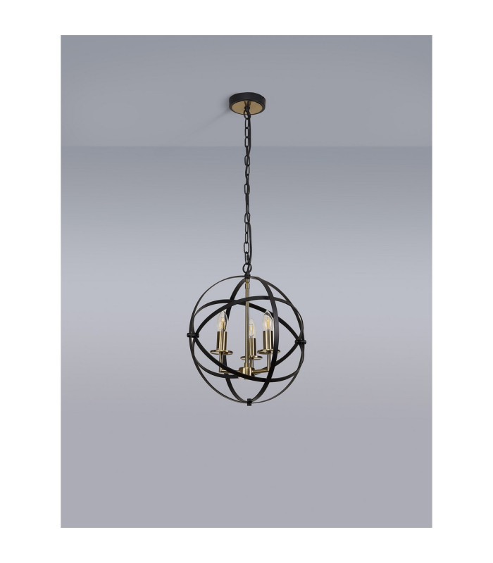 Whitehall 40cm Adjustable Rings Pendant 3 x E14 Gold/Black-14