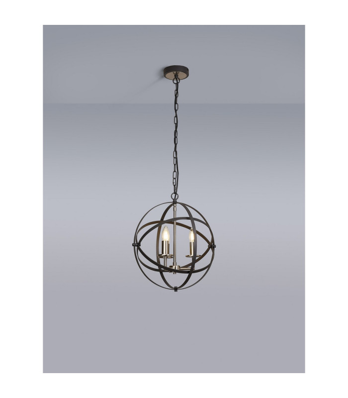 Whitehall 40cm Adjustable Rings Pendant 3 x E14 Satin Nickel/Anthracite-14