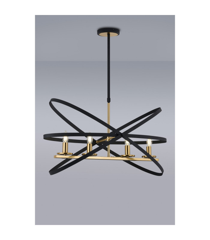 Whitehall Adjustable Rings Pendant 4 x E14 Gold/Black-3