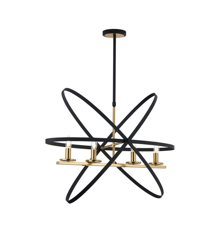 Whitehall Adjustable Rings Pendant 4 x E14 Gold/Black-5