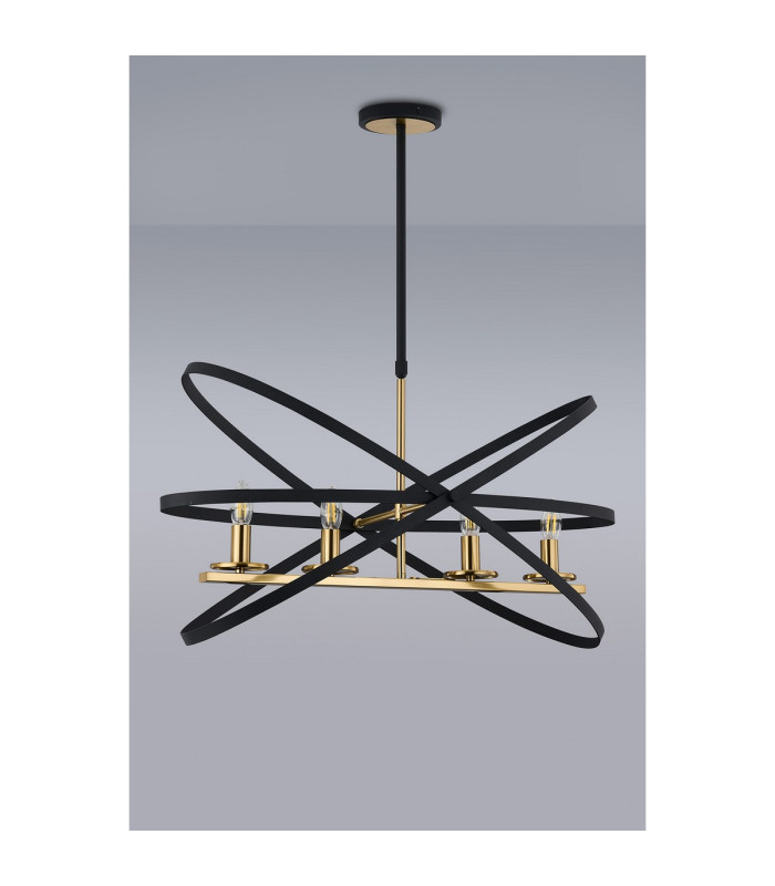 Whitehall Adjustable Rings Pendant 4 x E14 Gold/Black-10