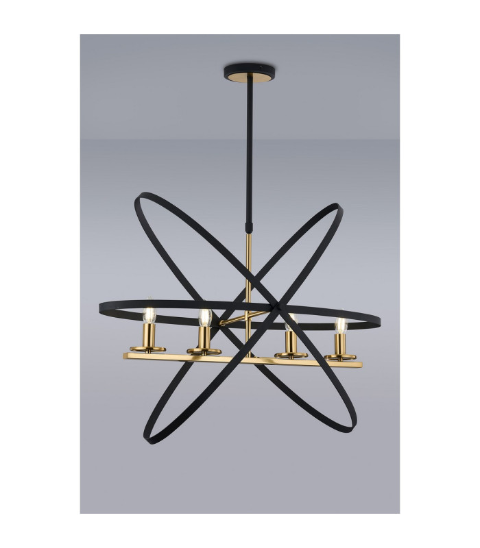Whitehall Adjustable Rings Pendant 4 x E14 Gold/Black-11