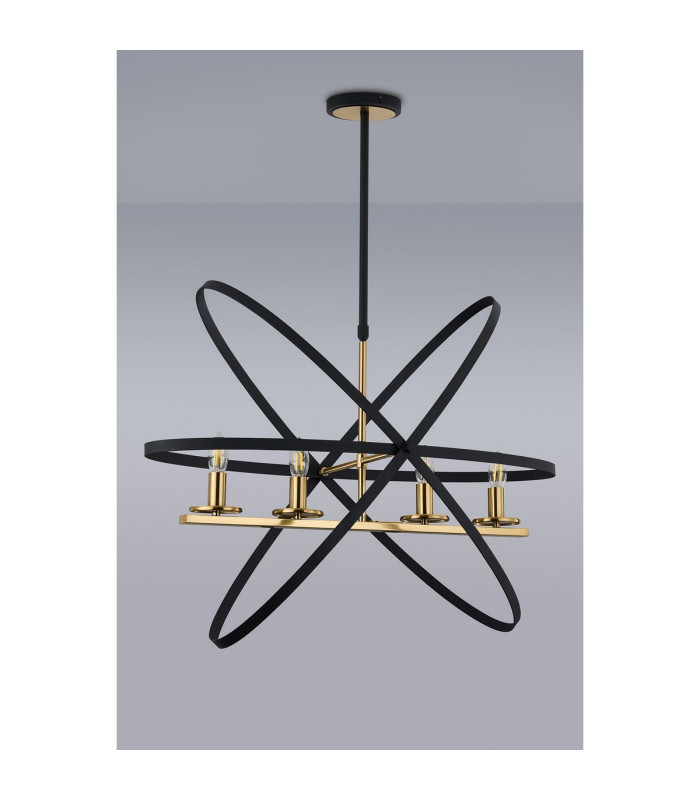 Whitehall Adjustable Rings Pendant 4 x E14 Gold/Black-12