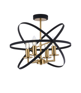 Whitehall 46cm Adjustable Rings Semi Flush 4 x E14 Gold/Black-1