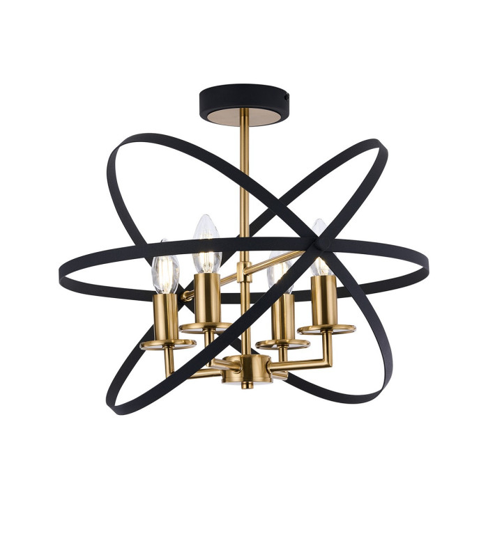 Whitehall 46cm Adjustable Rings Semi Flush 4 x E14 Gold/Black-1