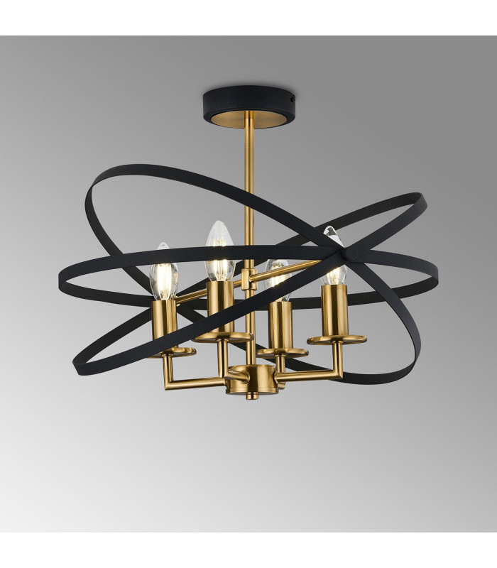 Whitehall 46cm Adjustable Rings Semi Flush 4 x E14 Gold/Black-3