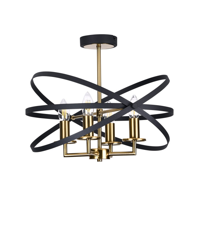 Whitehall 46cm Adjustable Rings Semi Flush 4 x E14 Gold/Black-4