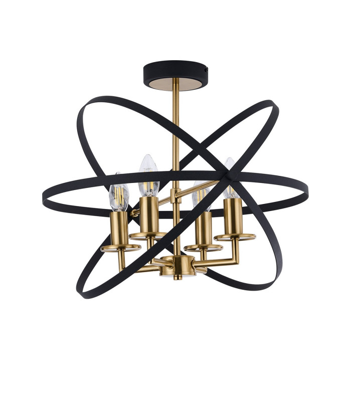 Whitehall 46cm Adjustable Rings Semi Flush 4 x E14 Gold/Black-5