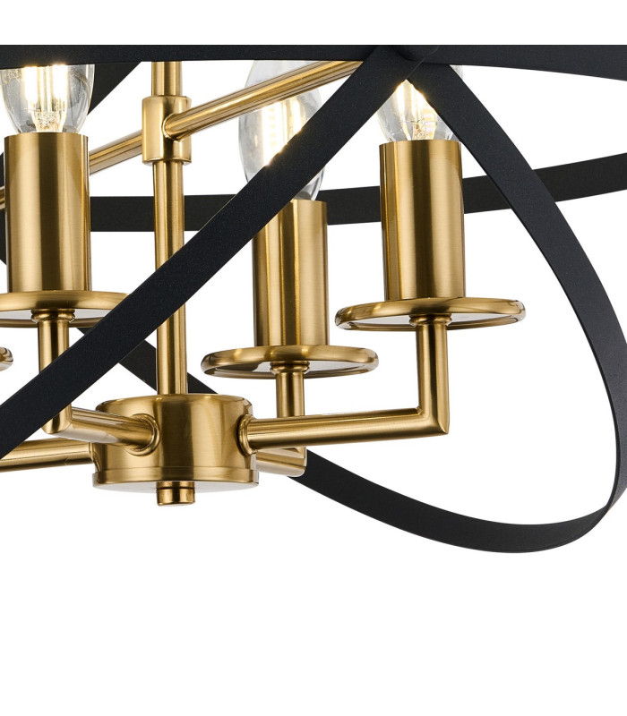 Whitehall 46cm Adjustable Rings Semi Flush 4 x E14 Gold/Black-7
