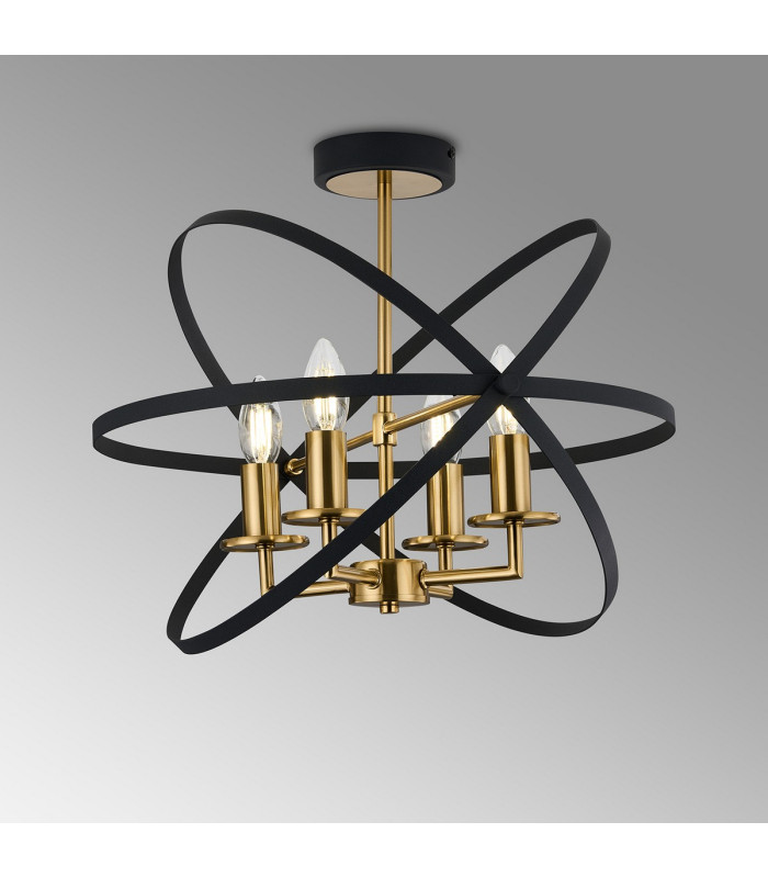 Whitehall 46cm Adjustable Rings Semi Flush 4 x E14 Gold/Black-10