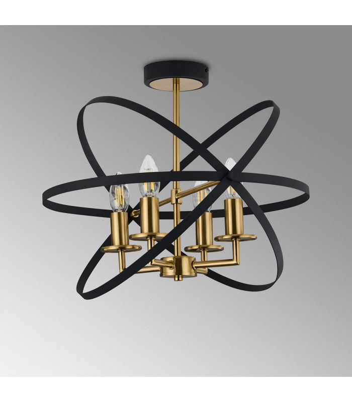 Whitehall 46cm Adjustable Rings Semi Flush 4 x E14 Gold/Black-11