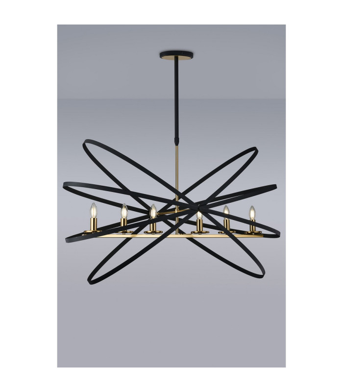 Whitehall Adjustable Rings Pendant Oval 6 x E14 Gold/Black-3