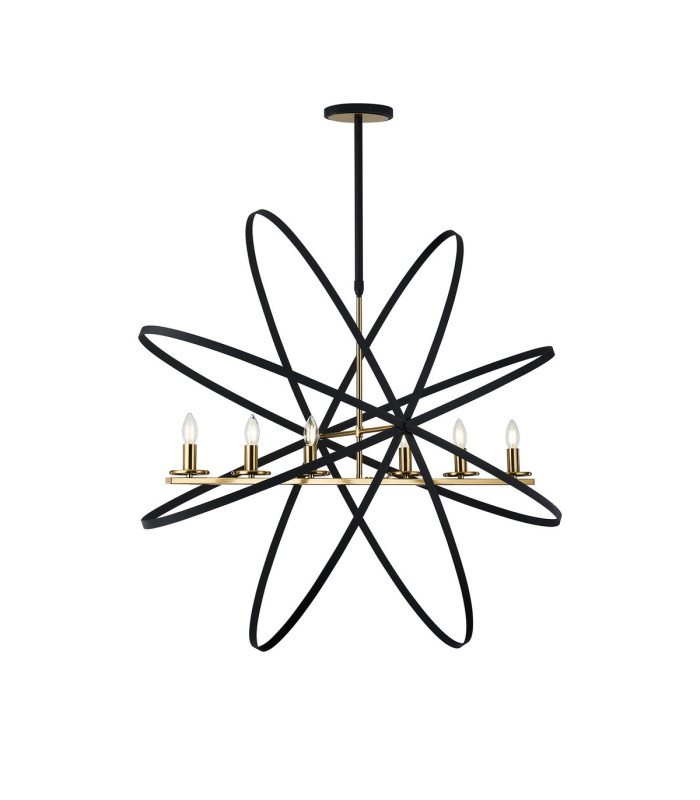 Whitehall Adjustable Rings Pendant Oval 6 x E14 Gold/Black-6