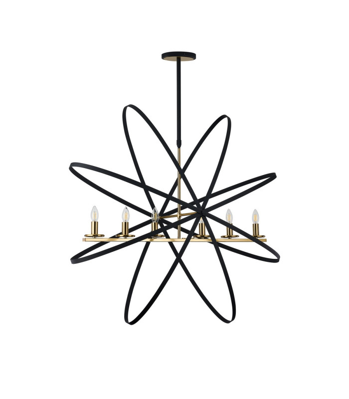 Whitehall Adjustable Rings Pendant Oval 6 x E14 Gold/Black-10
