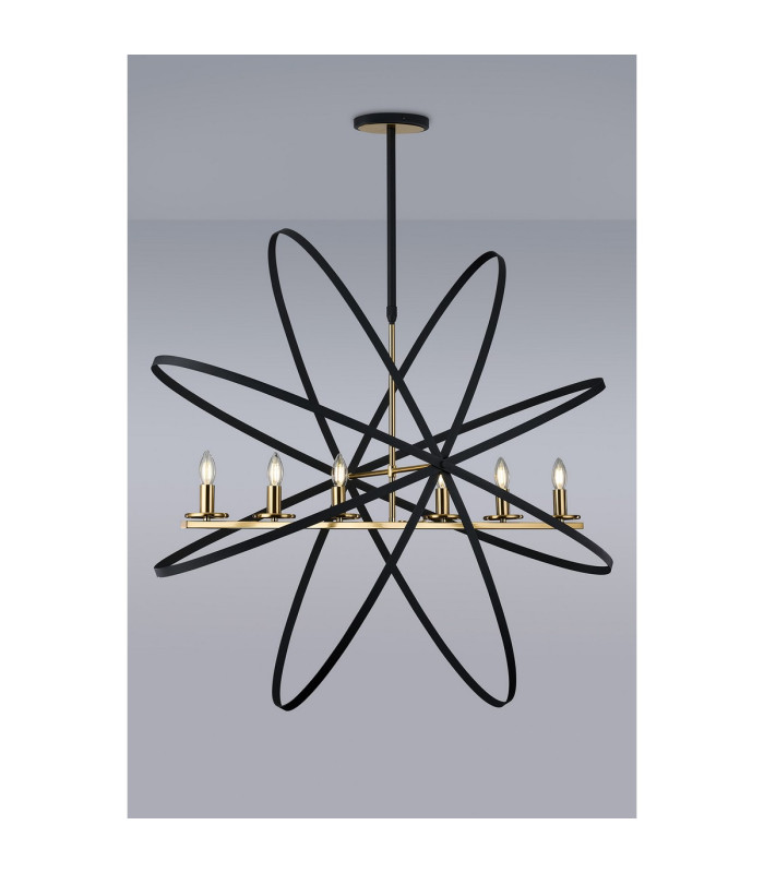 Whitehall Adjustable Rings Pendant Oval 6 x E14 Gold/Black-12