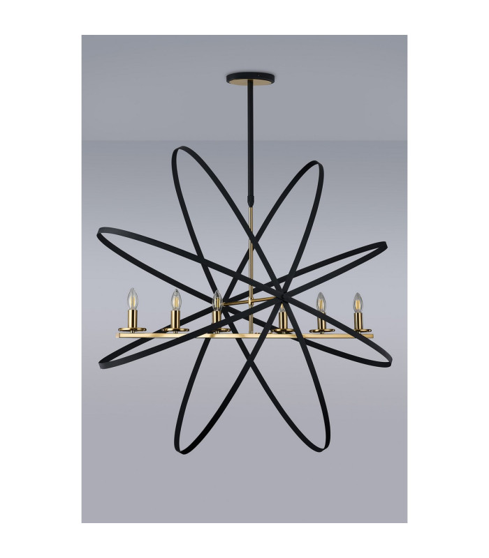 Whitehall Adjustable Rings Pendant Oval 6 x E14 Gold/Black-13