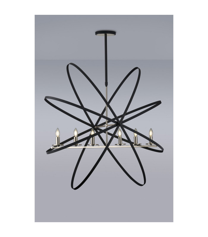 Whitehall Adjustable Rings Pendant Oval 6 x E14 Satin Nickel/Anthracite-11