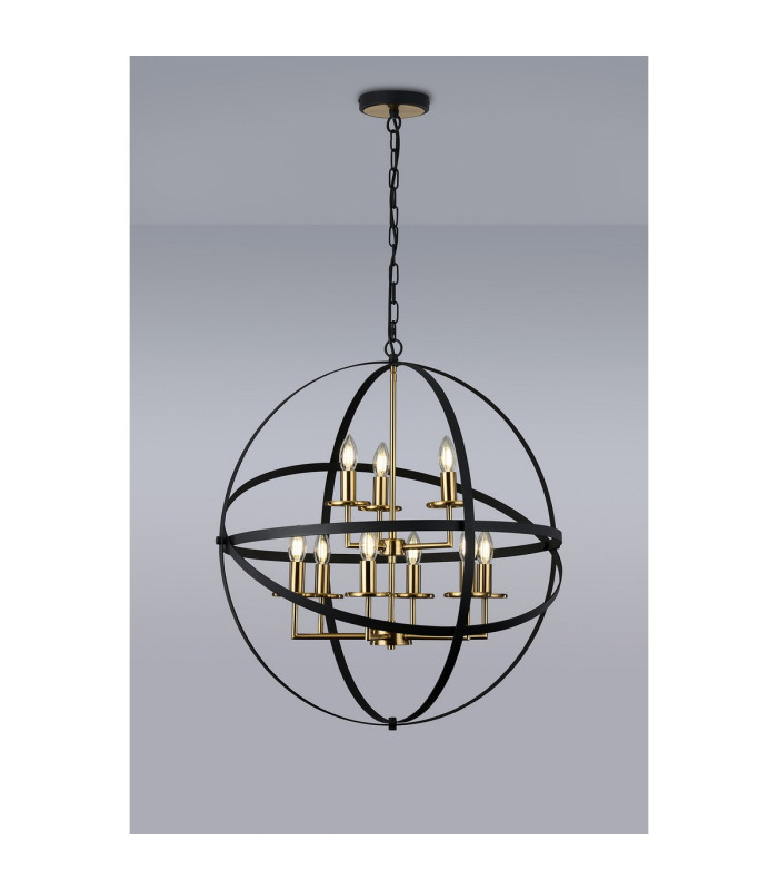 Whitehall 71cm Adjustable Rings Pendant 6+3 x E14 Gold/Black-3