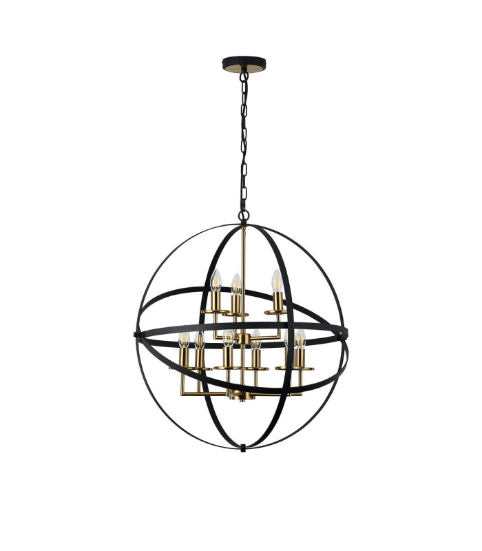 Whitehall 71cm Adjustable Rings Pendant 6+3 x E14 Gold/Black-4