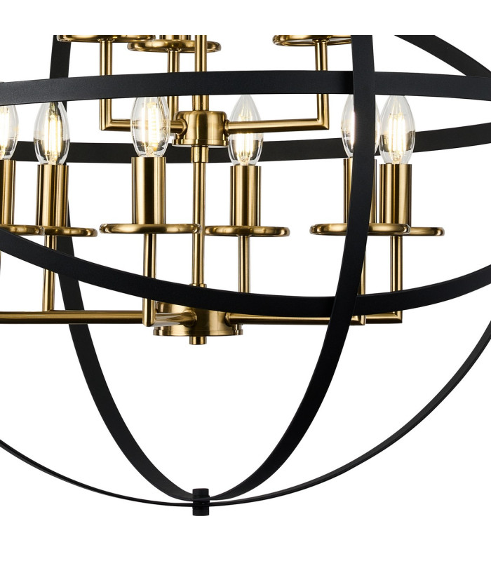 Whitehall 71cm Adjustable Rings Pendant 6+3 x E14 Gold/Black-6