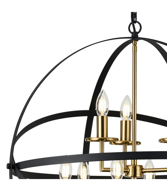 Whitehall 71cm Adjustable Rings Pendant 6+3 x E14 Gold/Black-8