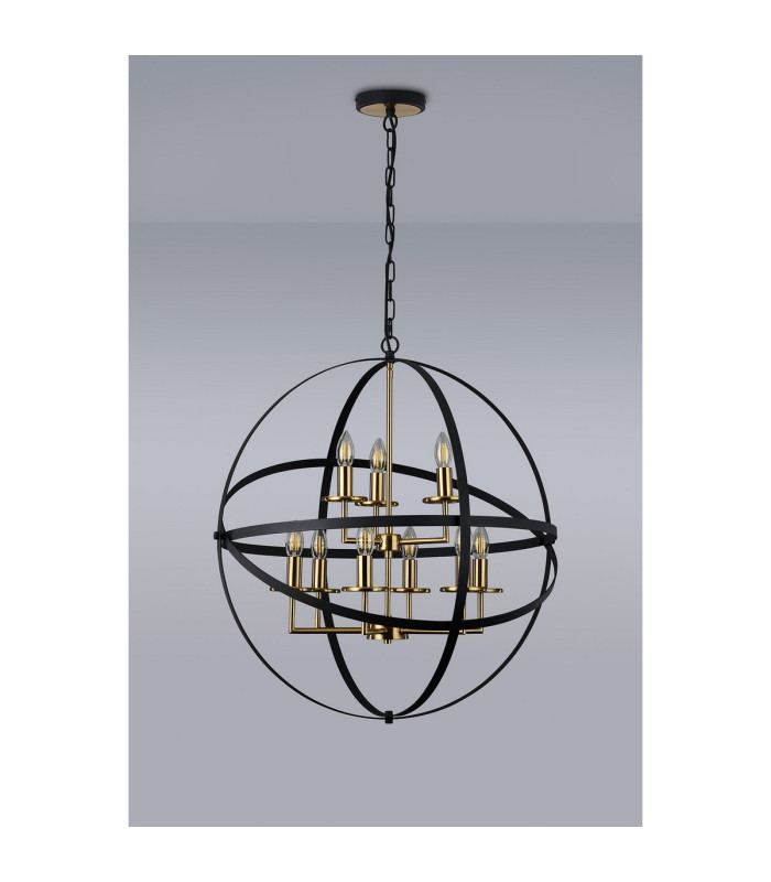 Whitehall 71cm Adjustable Rings Pendant 6+3 x E14 Gold/Black-10