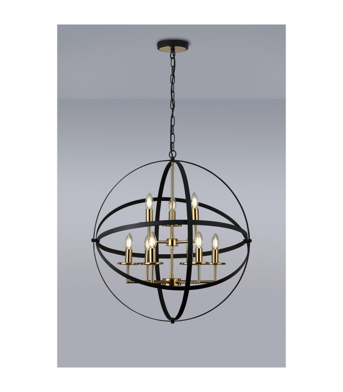 Whitehall 71cm Adjustable Rings Pendant 6+3 x E14 Gold/Black-11