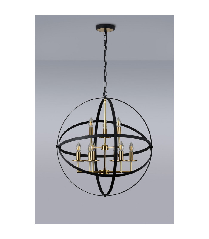 Whitehall 71cm Adjustable Rings Pendant 6+3 x E14 Gold/Black-12