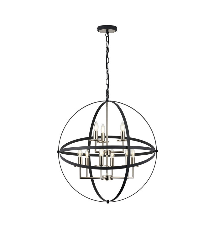 Whitehall 71cm Adjustable Rings Pendant 6+3 x E14 Satin Nickel/Anthracite-1