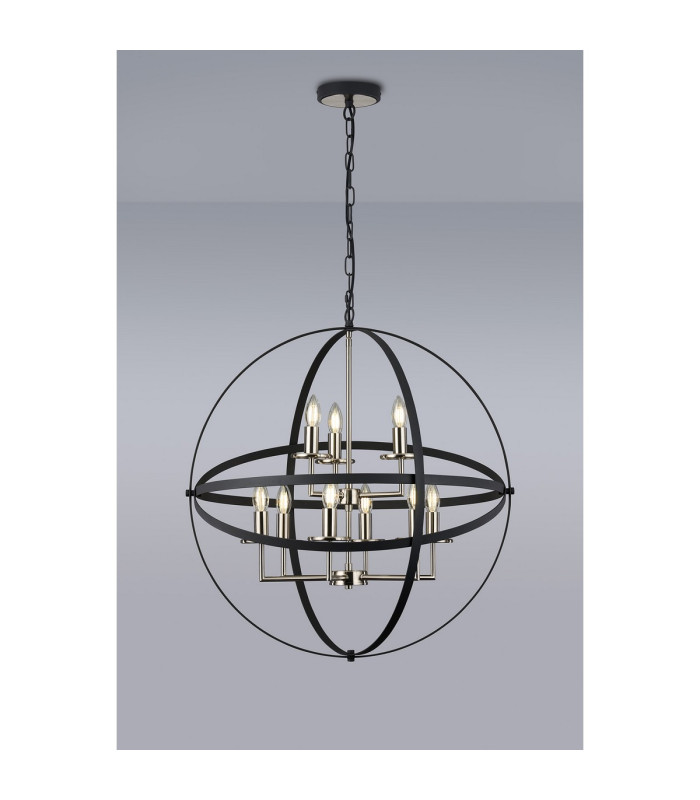 Whitehall 71cm Adjustable Rings Pendant 6+3 x E14 Satin Nickel/Anthracite-3