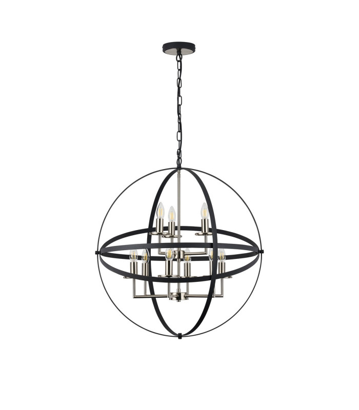 Whitehall 71cm Adjustable Rings Pendant 6+3 x E14 Satin Nickel/Anthracite-5